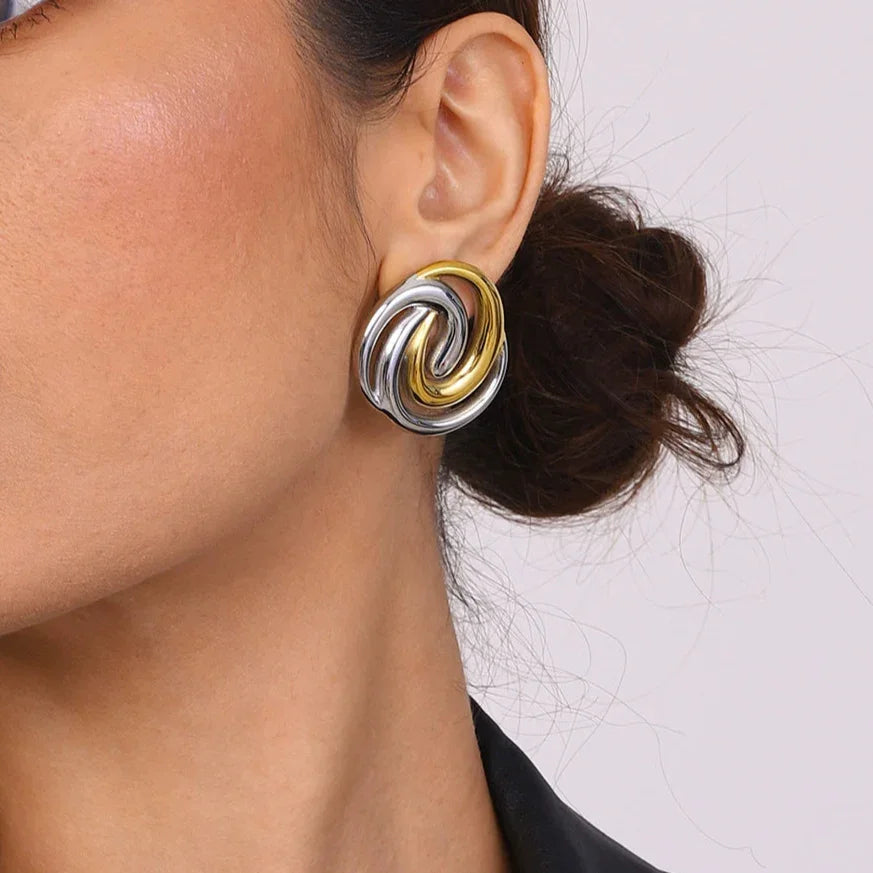 [GALE]Janice Triple Spiral Gold Earrings