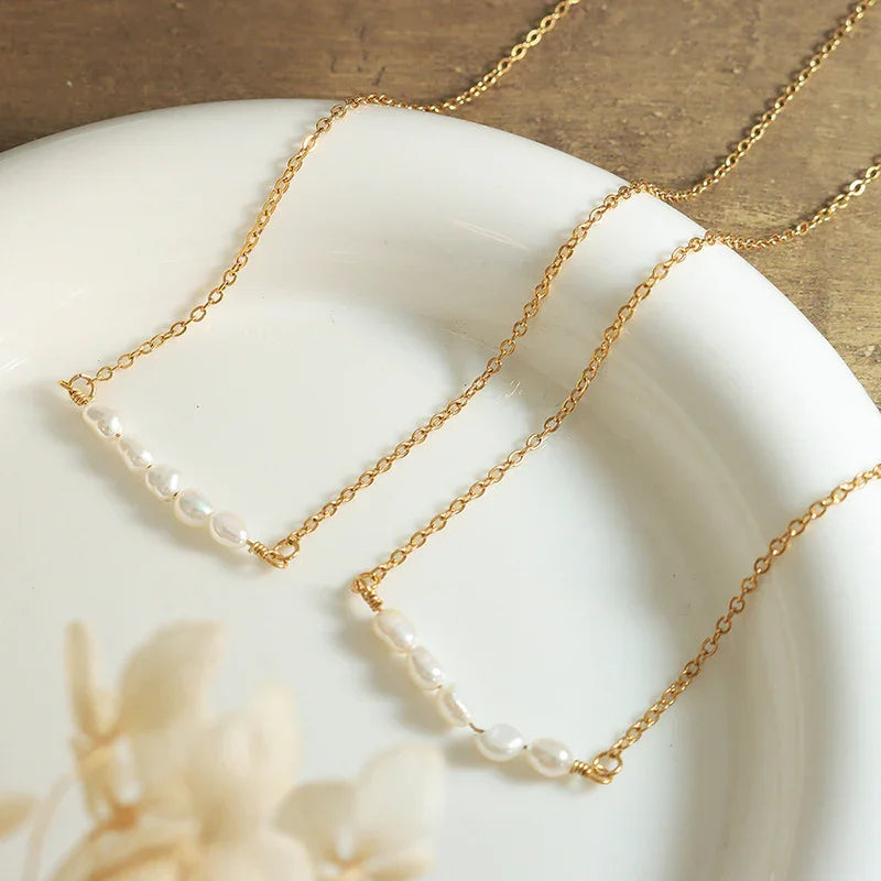 [GALE]Fleur Freshwater Pearl Gold Necklace