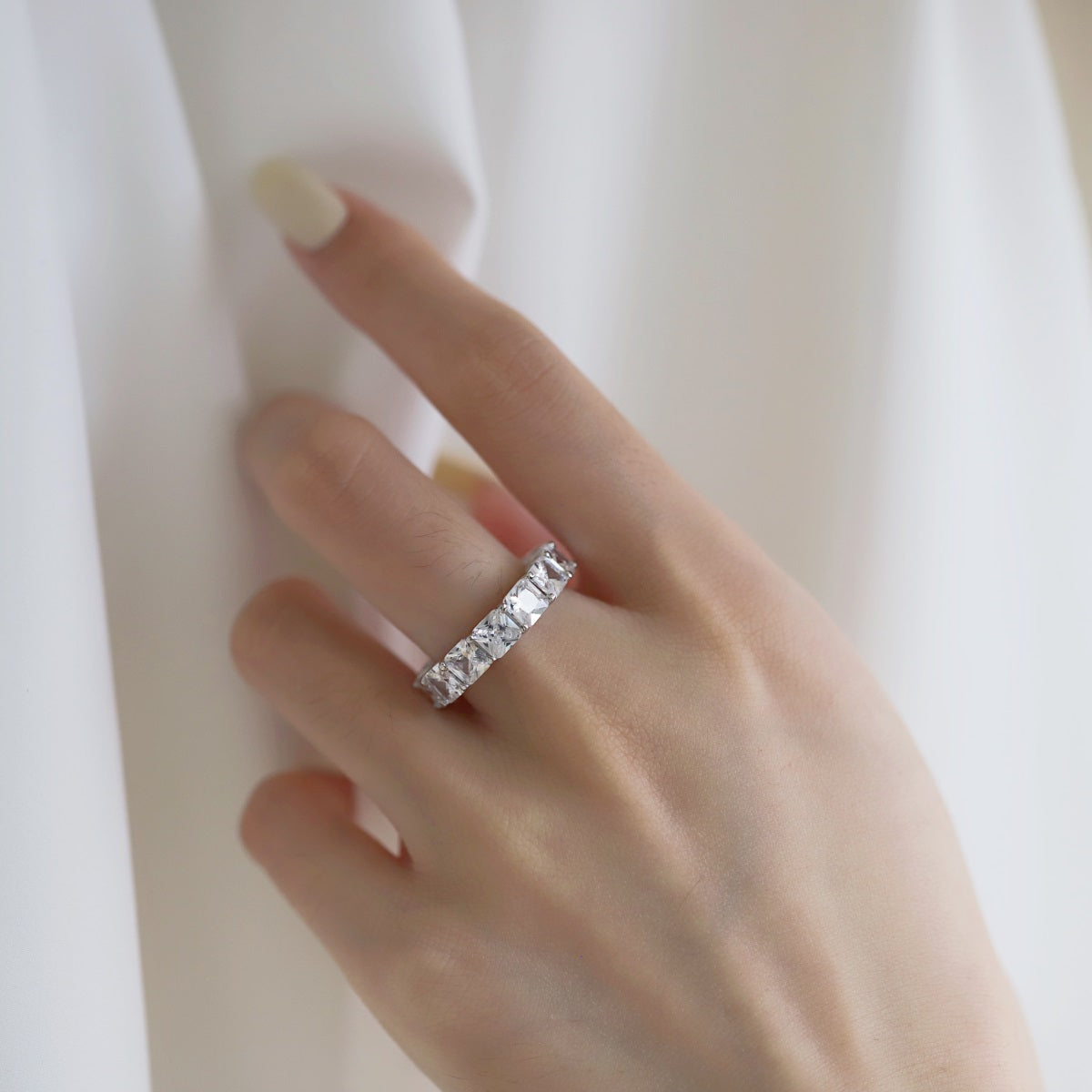 [GALE]Elegant Princess Cut Tennis Ring
