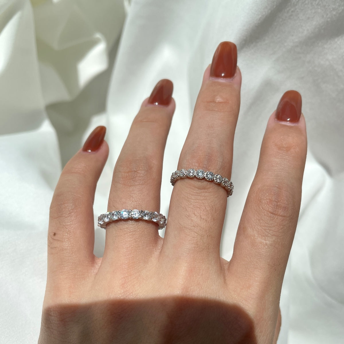 [GALE]Sparkling Round Cut Tennis Ring