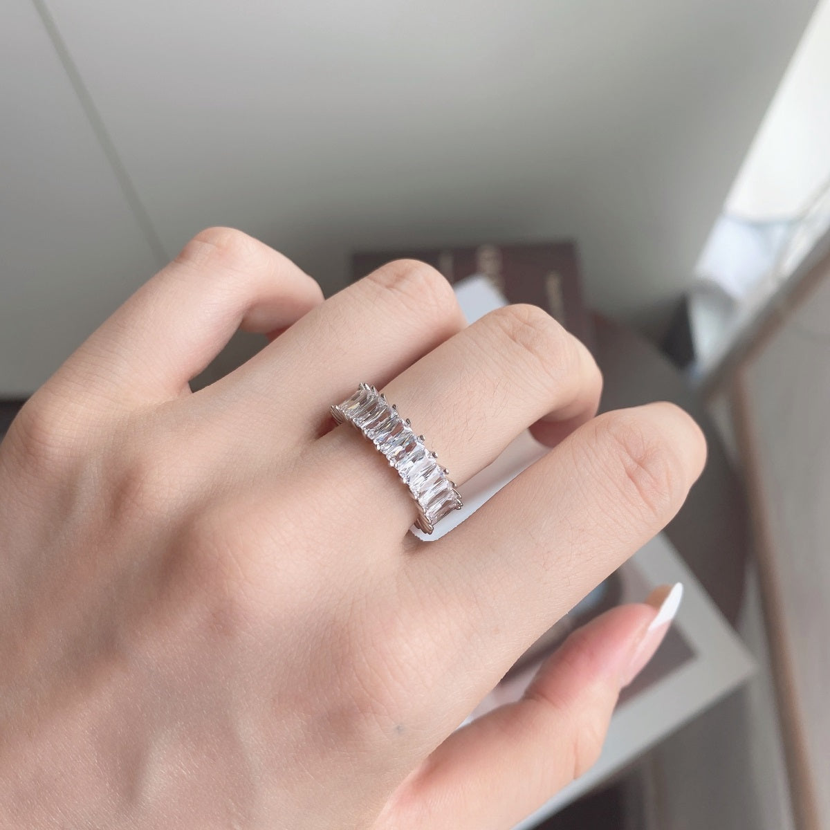 [GALE]Unique Colorful Radiant Cut RIng