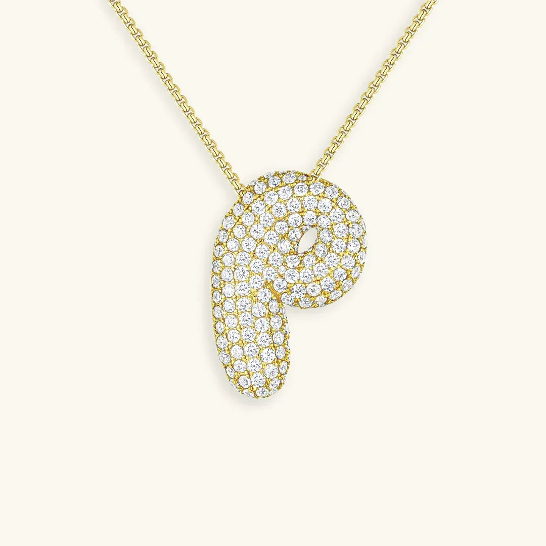 [GALE]Bubble Initial Diamond Necklace