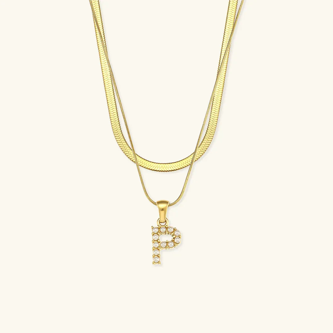 [GALE]Fiona Layered Gold Initial Letter Necklace