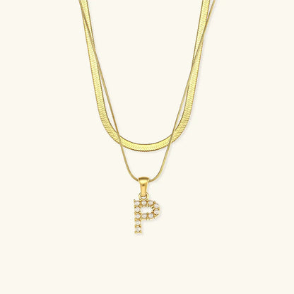 [GALE]Fiona Layered Gold Initial Letter Necklace