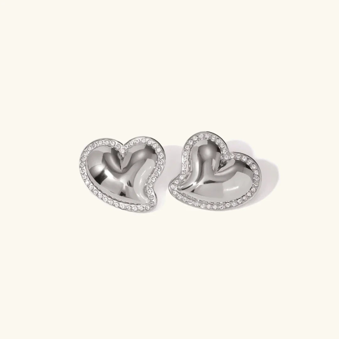 [GALE]Holly Heart Gold Earrings