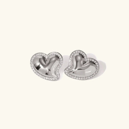 [GALE]Holly Heart Gold Earrings