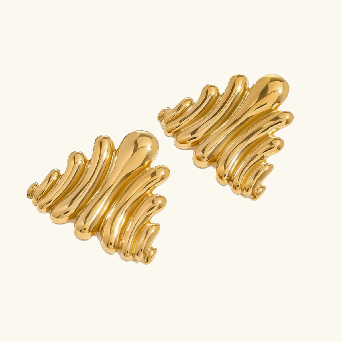 [GALE]Nora Ripple Gold Earrings