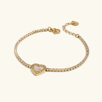 [GALE]Cameron Diamond Heart Tennis Bracelet