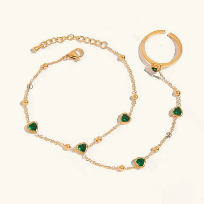 [GALE]Gladys Emerald Heart Hand Chain
