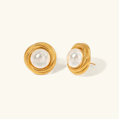 [GALE]Aqua Freshwater Pearl Earrings