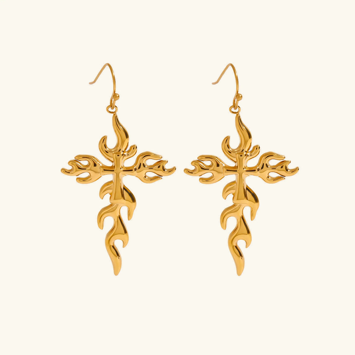 [GALE]Adrielle Branched Cross Gold Earrings