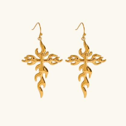 [GALE]Adrielle Branched Cross Gold Earrings