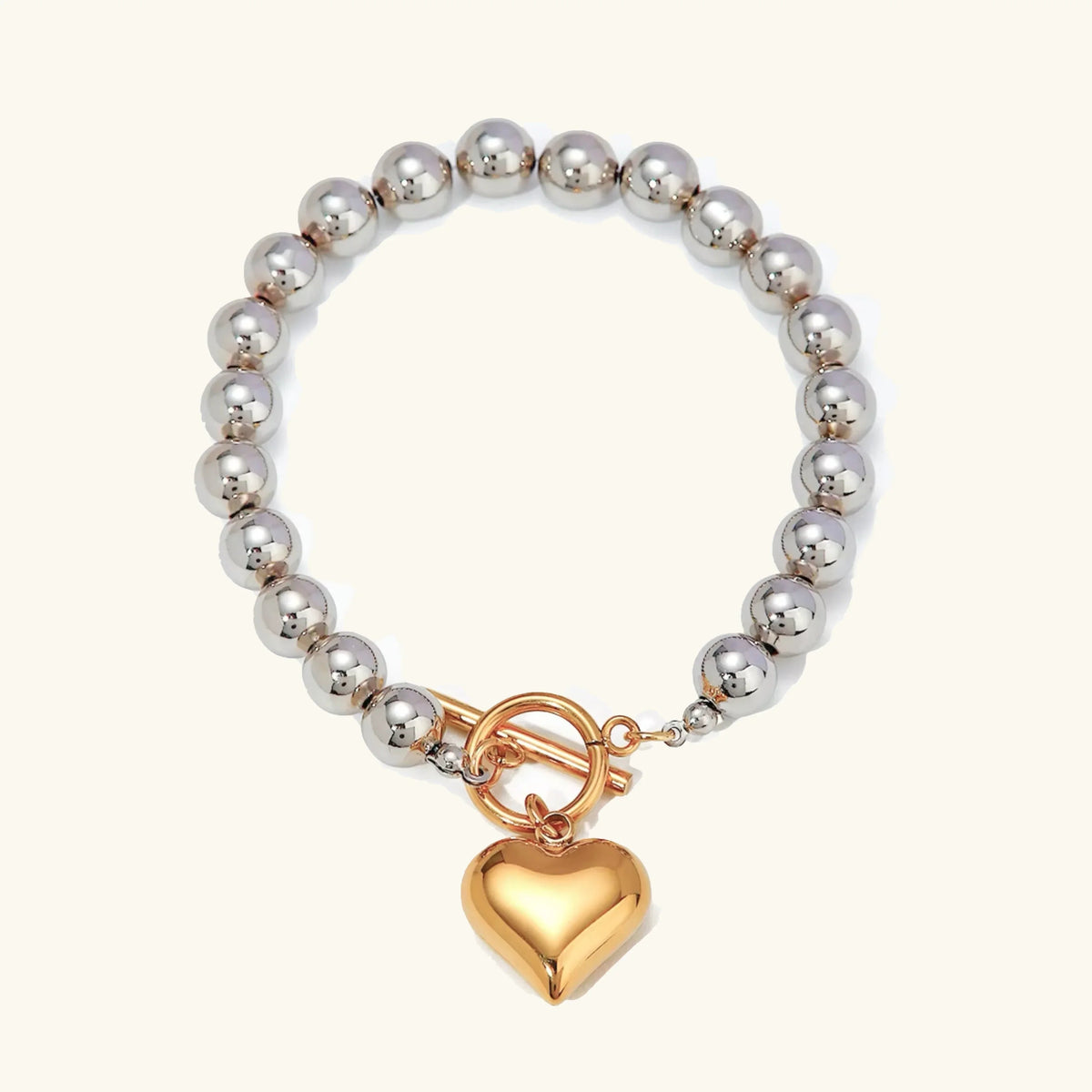 [GALE]Alicia Chunky Bead Heart Bracelet