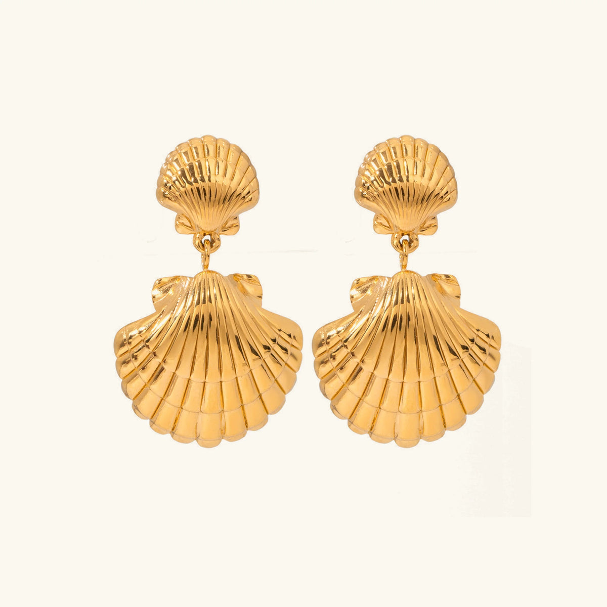 [GALE]Sandy Gold Seashell Earrings