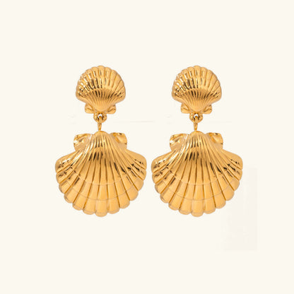 [GALE]Sandy Gold Seashell Earrings
