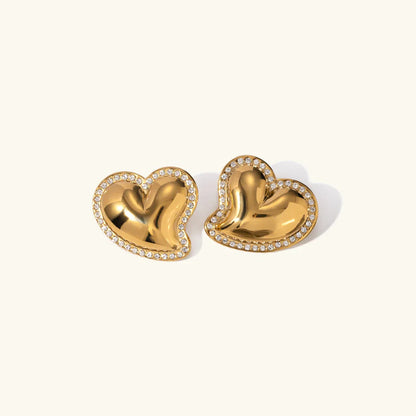 [GALE]Holly Heart Gold Earrings