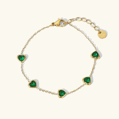[GALE]Francia Green Heart Bracelet