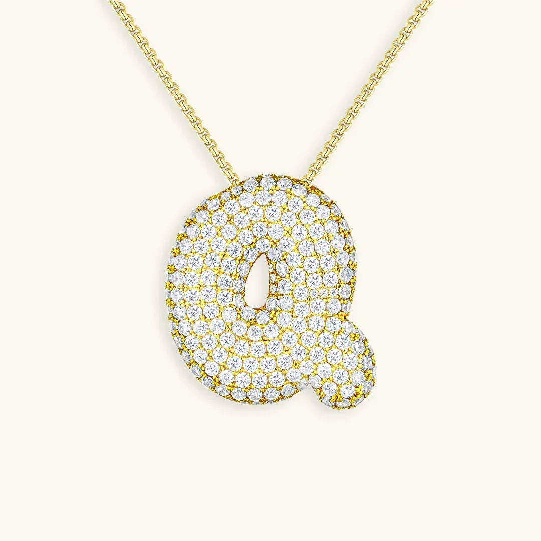 [GALE]Bubble Initial Diamond Necklace