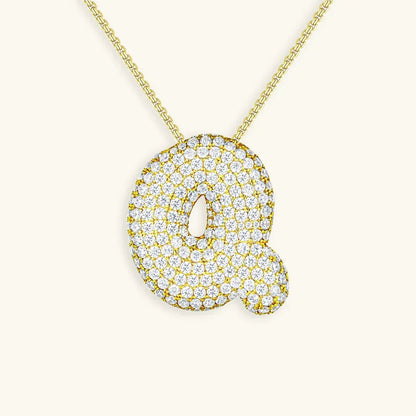 [GALE]Bubble Initial Diamond Necklace