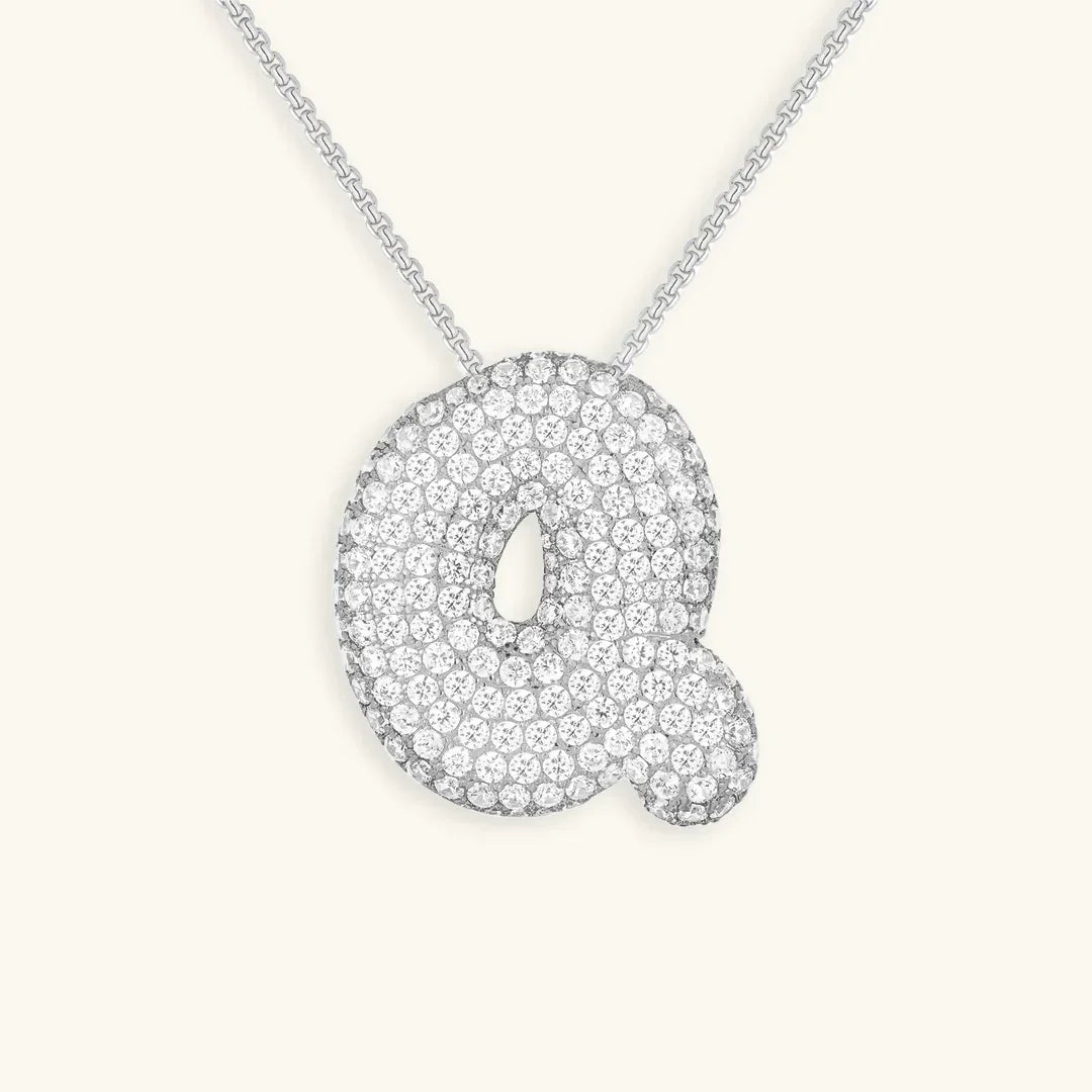 [GALE]Bubble Initial Diamond Necklace