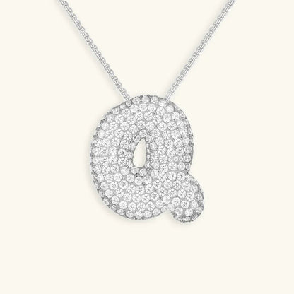 [GALE]Bubble Initial Diamond Necklace