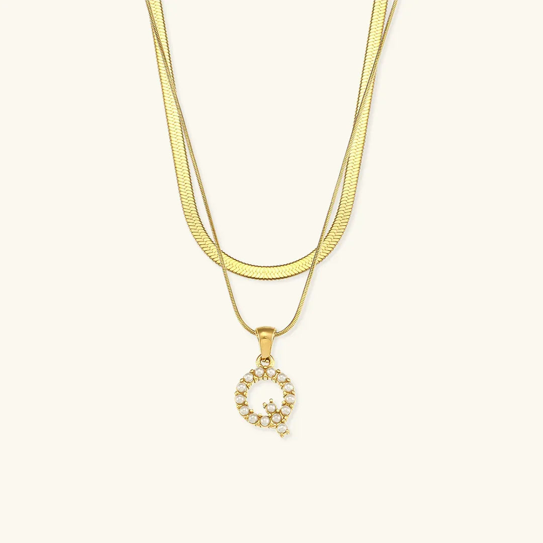 [GALE]Fiona Layered Gold Initial Letter Necklace