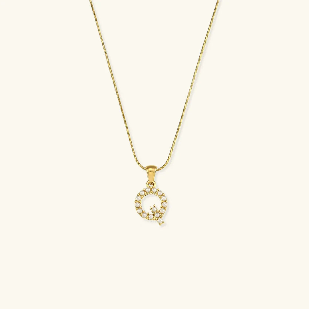 [GALE]Augustine Initial Letter Pearl Necklace