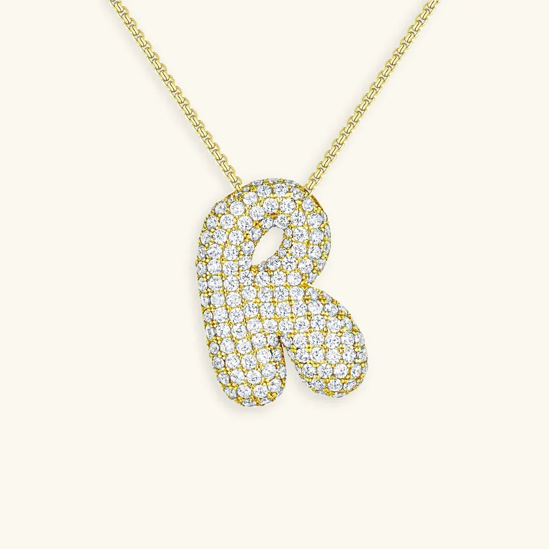 [GALE]Bubble Initial Diamond Necklace