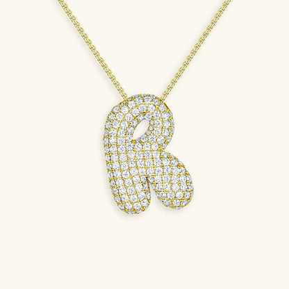 [GALE]Bubble Initial Diamond Necklace