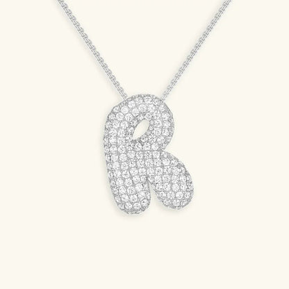 [GALE]Bubble Initial Diamond Necklace