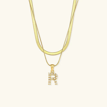 [GALE]Fiona Layered Gold Initial Letter Necklace