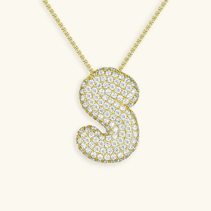 [GALE]Bubble Initial Diamond Necklace