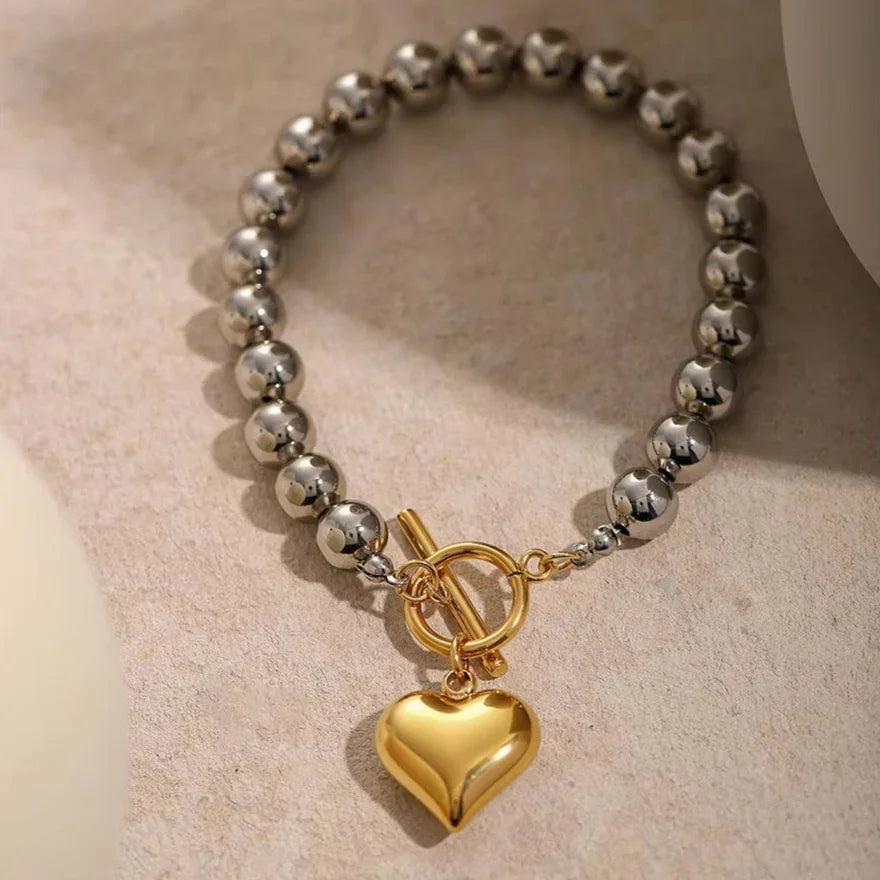 [GALE]Alicia Chunky Bead Heart Bracelet