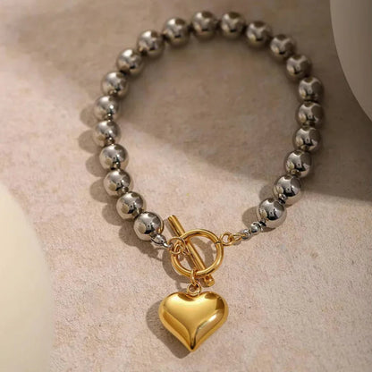 [GALE]Alicia Chunky Bead Heart Bracelet