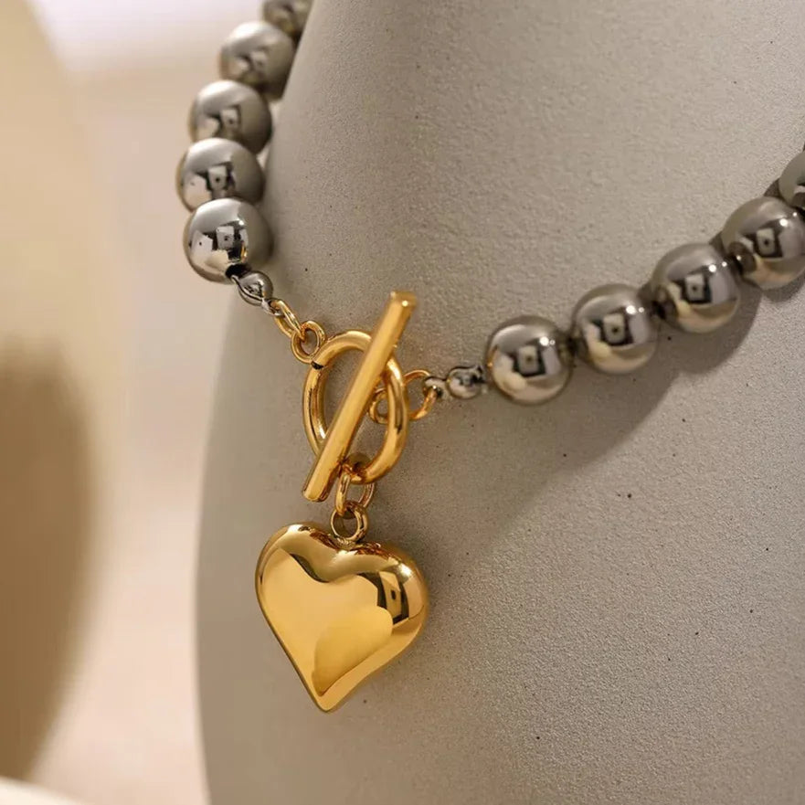 [GALE]Alicia Chunky Bead Heart Bracelet