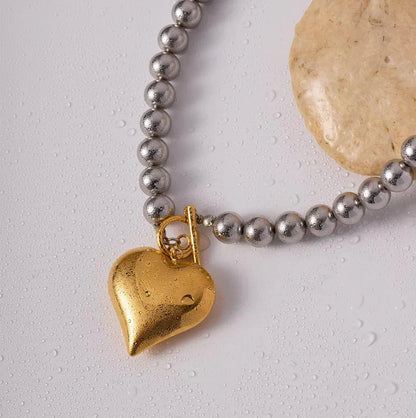 [GALE]Alicia Chunky Bead Heart Pendant