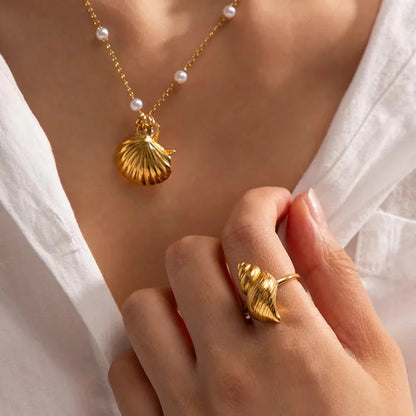 [GALE]Ohana Sea Conch Gold Ring