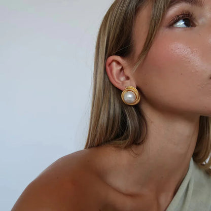 [GALE]Aqua Freshwater Pearl Earrings