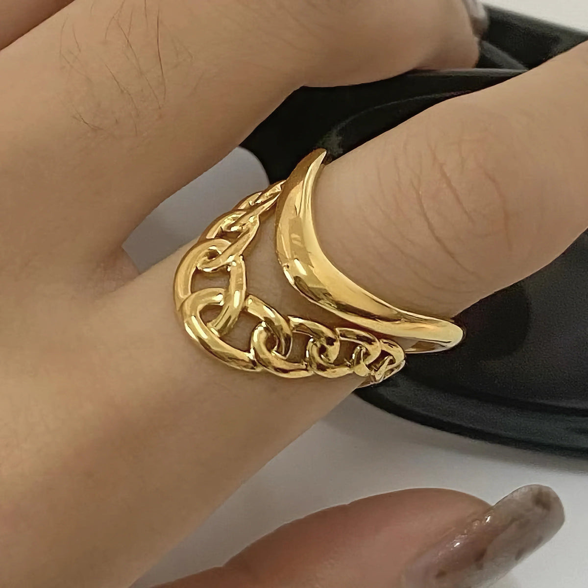 [GALE]Paisley Gold Arc Ring