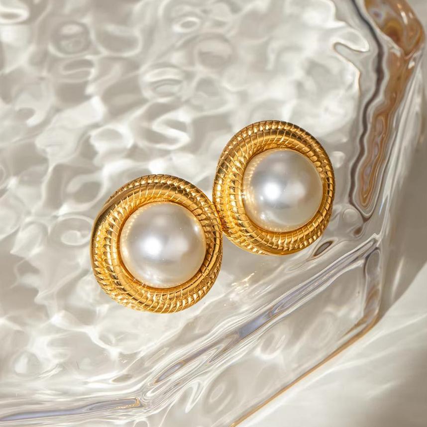 [GALE]Aqua Freshwater Pearl Earrings