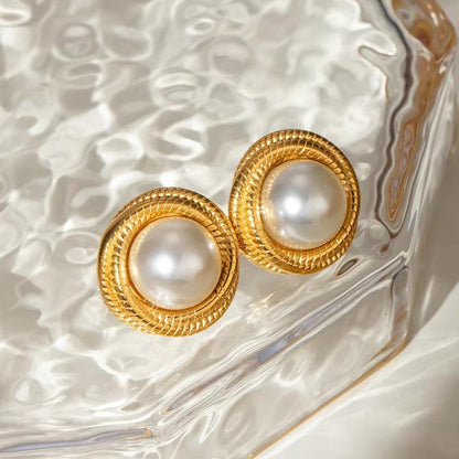 [GALE]Aqua Freshwater Pearl Earrings