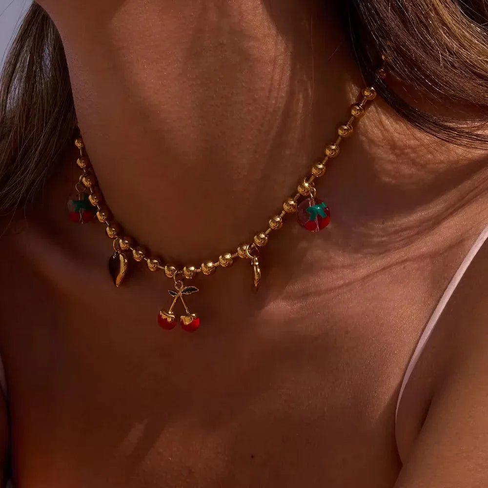 [GALE]Kai Gold Cherry Necklace