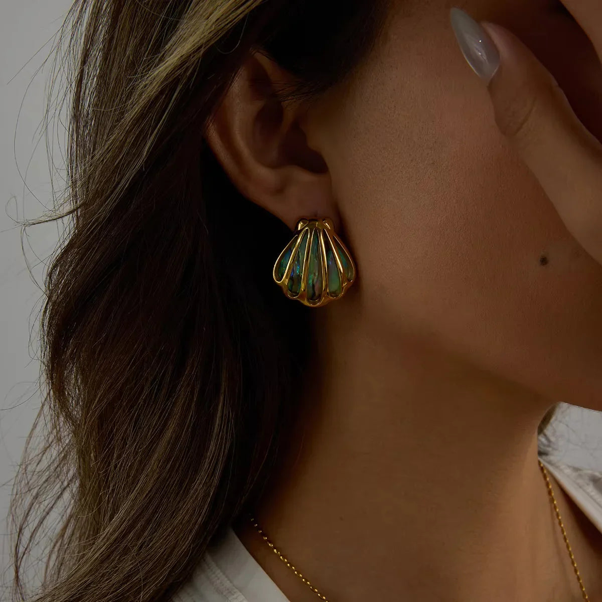 [GALE]Nixie Gold Seashell Earrings