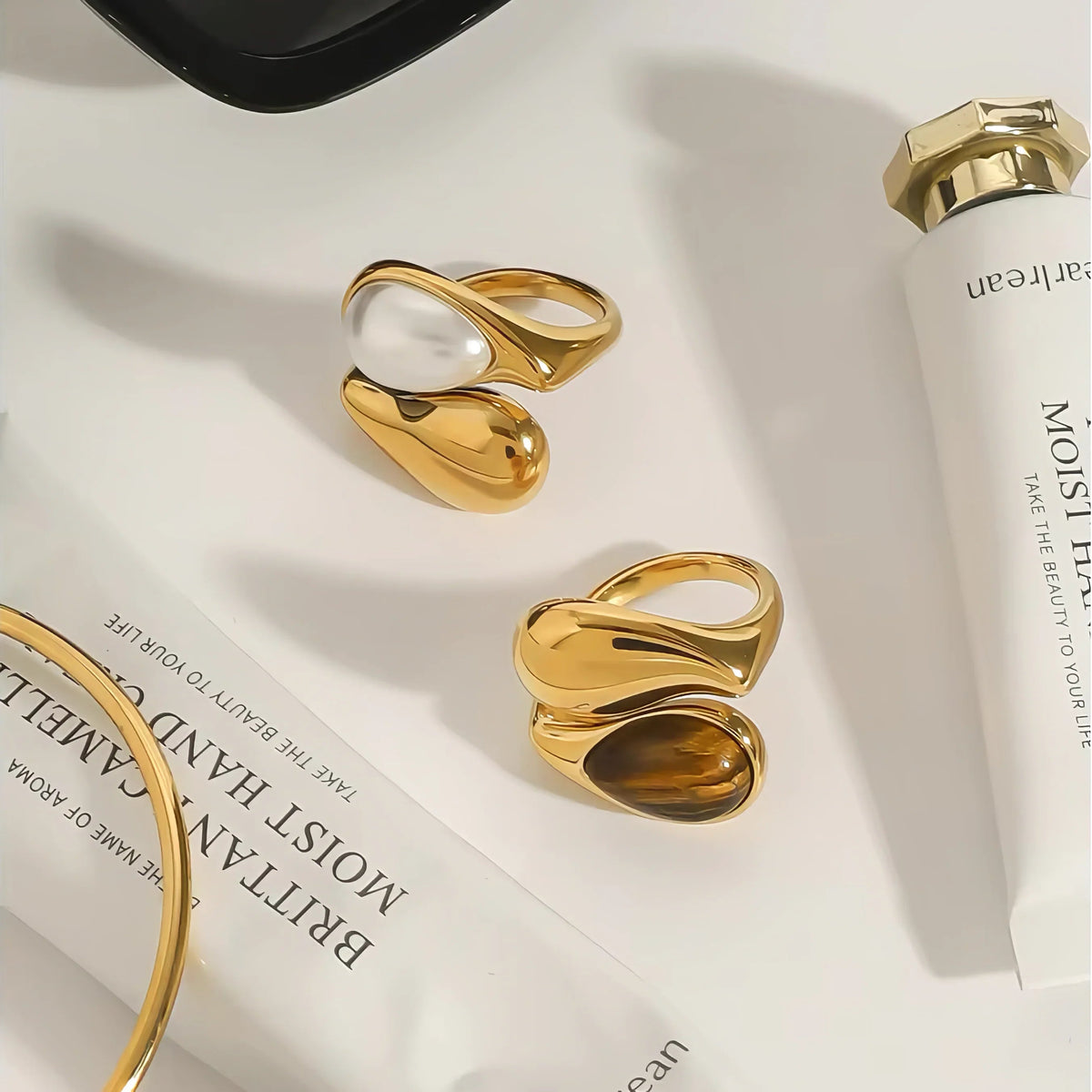 [GALE]Mara Amber Pearl Ring