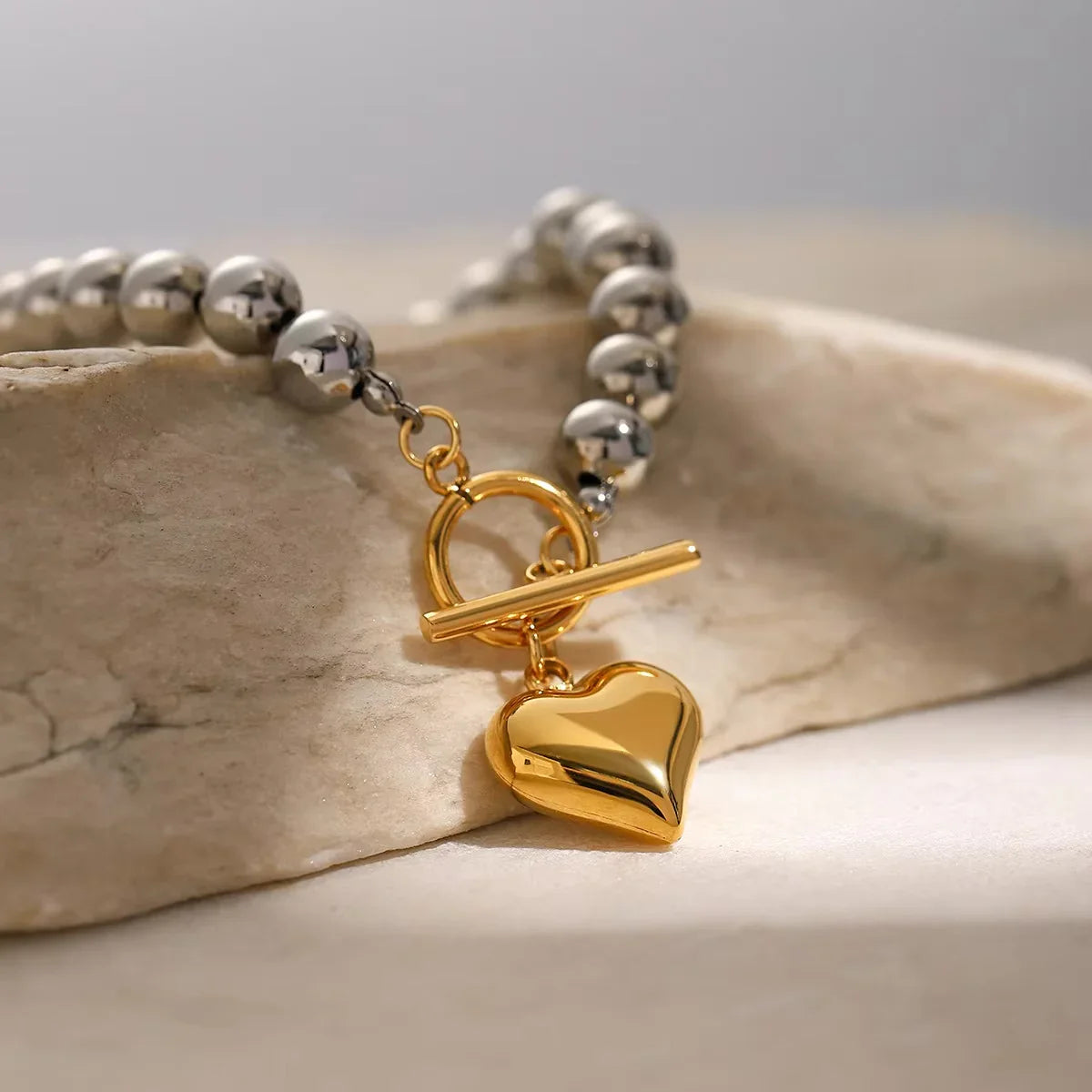 [GALE]Alicia Chunky Bead Heart Bracelet