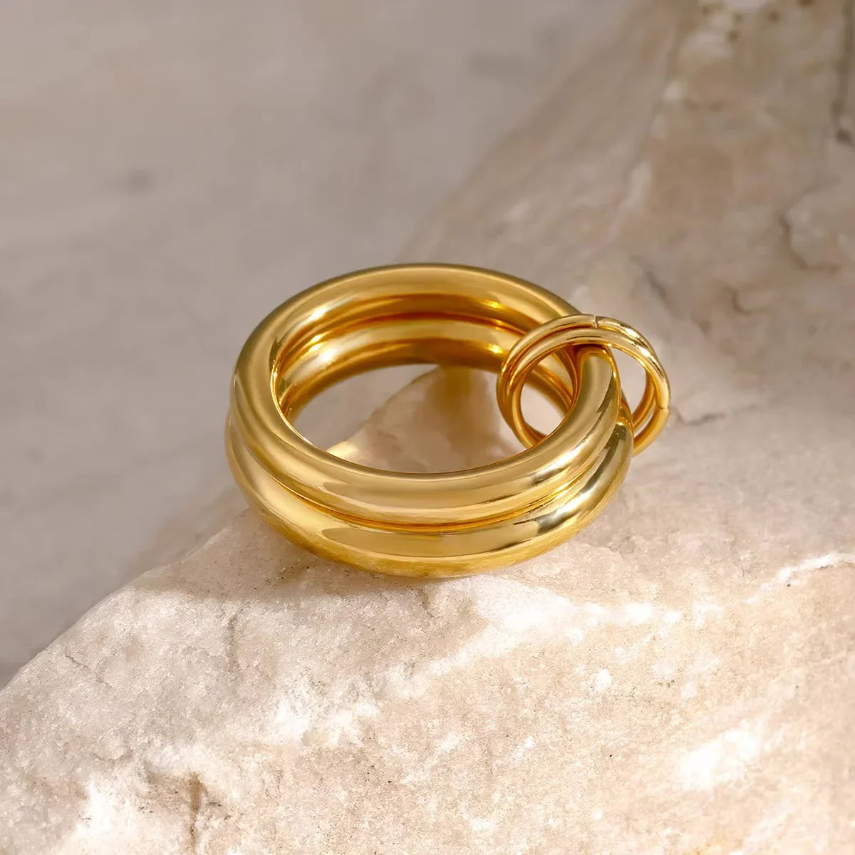[GALE]Dune Stacked Gold Ring