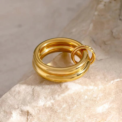 [GALE]Dune Stacked Gold Ring