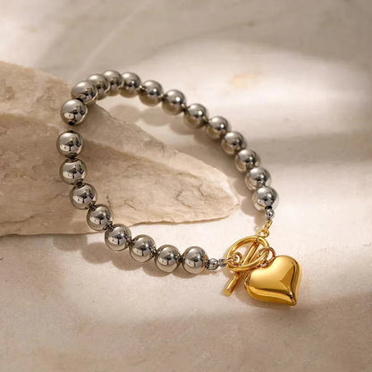 [GALE]Alicia Chunky Bead Heart Bracelet