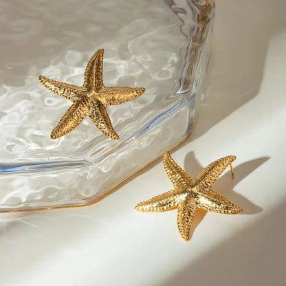 [GALE]Serene Gold Starfish Earrings