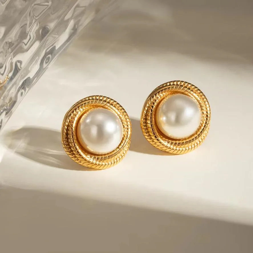 [GALE]Aqua Freshwater Pearl Earrings